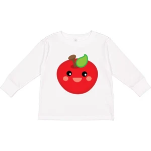 Inktastic Smiling Apple Toddler Long Sleeve T-Shirt Fruit Happy Teacher Student - Picture 1 of 5