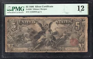 FR. 268 1896 $5 FIVE DOLLARS “EDUCATIONAL” SILVER CERTIFICATE PMG FINE-12 - Picture 1 of 2
