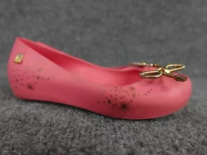 Mel Dreamed by Melissa Pink & Gold Bow Jelly Ballet Flat Shoes Size 12C 30EUR - Picture 1 of 10