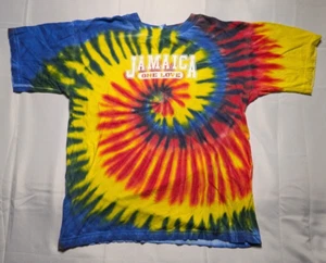 Jamaica One Love Tie-Dye T-Shirt XL Rasta Reggae Spiral Rainbow Y2K Style Retro - Picture 1 of 5