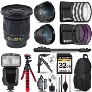 Nikon AF-P DX 10-20mm VR Lens - 3 Lens Kit + Professional Flash - 32GB Kit - Picture 1 of 7