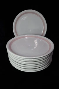 FLORIDA BY THOMAS RARE PINK GRID BAND NO TRIM 10 DINNER PLATES 10 1/4" WIDE - Picture 1 of 6