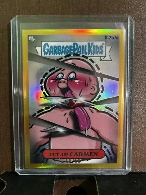 2024 Chrome Garbage Pail Kids R-257a Cut-Up Carmen Gold 50/50 ART BY RORY SSP - Image 1 of 2