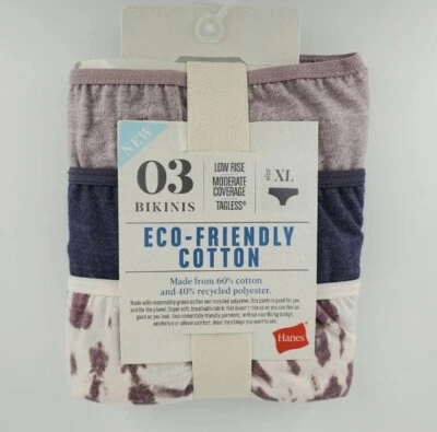 3 Пара Hanes бикини трусики, размер S, фиолетовый, синий хлопок нижнее белье S16 M - Изображение 1 из 4