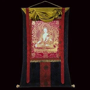Weiße Tara Thangka, Gesegnete Weiße Tara, Bodhisattva der Langlebigkeit - Bild 1 von 9