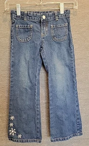 Gymboree Girl's 5 Winter Cheer Jeans Embroidered Snowflakes Adjustable 21x19 - Picture 1 of 8