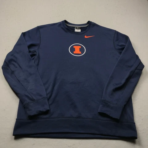 Nike Illinois Fighting Illini Sweatshirt Mens Medium Blue Crewneck Therma Fit Cover