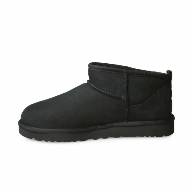 UGG Australia Classic Ultra Mini Suede Fur Size 5 UK Women`s Boots - Black