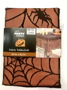 Halloween Tablecloth Lace Spider Web House Decor Black Orange Dining - Picture 1 of 3
