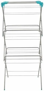 NEW LIGHTWEIGHT 14M AIRER BLACK CORNERS CLOTHES DRYING INDOOR RACK 3 TIER - Picture 1 of 5