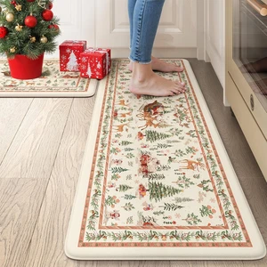 Alfombrillas de cocina muñeco de nieve de Navidad, invierno árbol de Navidad acolchado anti fatiga Ki - Imagen 1 de 12