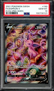 Tarjeta Pokémon PSA 10 Espeon V Alt Art 180/203 Evolving Skies 2021 - Imagen 1 de 3