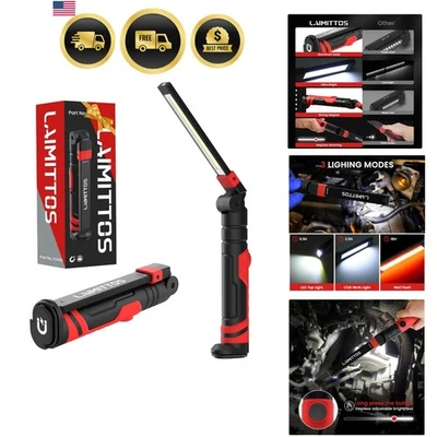 Rechargeable LED Work Light Magnetic Flashlight Foldable Tool for Car Repair - Image 1 of 4