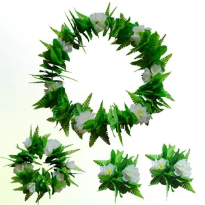 4 Pcs Luau Party Photo Props Set Summer Leaves Hawaiian Garland - Picture 1 of 11