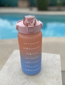 Ombre Pink Peach And Blue Motivational Water Bottle 42 OZ -1250 ML - Picture 1 of 10