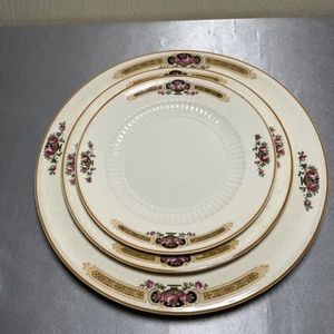 Antikes 20er Jahre Sebring Elfenbein Porzellan Teller Set "Rosen in Urne" selten (C) - Bild 1 von 6