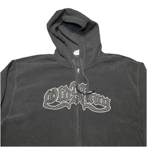 Vintage Y2K Old Navy Hoodie mit durchgehendem Reißverschluss Herren 2XL Logo Old English Fleece schwarz gebraucht, in einwandfreiem Zustand - Bild 1 von 10