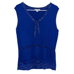 Pendleton blau ärmelloses Stricktop L Krawatte Ausschnitt Detail Baumwollmischung - Bild 1 von 10