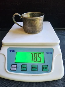 Antiker Sterling Silber kleiner Becher mit Henkel gemarkt/geprüft + 78,5 Gramm  - Bild 1 von 2