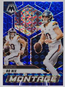 Bo Nix /99 2025 Panini Mosaic Montage Blue Mosaic Prizm Denver Broncos SP - Picture 1 of 3