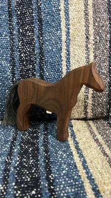 Vintage Hand carved Wooden Horse Vtg Stamped BDR  - Image 1 of 4