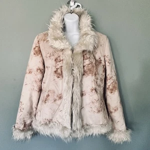 Vintage Y2K Penny Lane Afghan Jacket Coat Faux Fur Trim Lined M Suede Indie - Picture 1 of 10