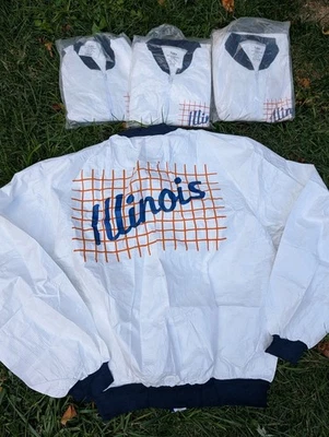 Casaco corta-vento raro vintage anos 90 University of Illinois luta jaqueta de chuva Illini - Imagem 1 de 4