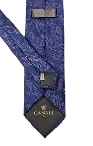 Canali Luxury 100% Italian Silk Neck Tie for Men Purple Paisley - Picture 1 of 6