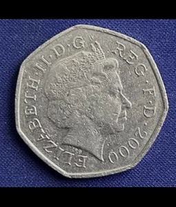 Elizabeth II D G REG F D 2000 Fifty Pence 50 Coin - Picture 1 of 2