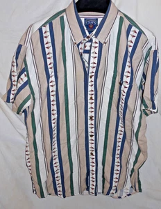 Camicia vintage Chaps Ralph Lauren uomo L tribale azteca con bottoni manica corta ragazzo B - Foto 1 di 4