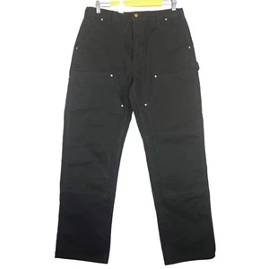 Carhartt Mens Black Double Knee Carpenter Work Pants 36x32 (Fits 34x31) B01 BLK - Picture 1 of 9