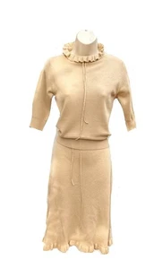 QuaMaretti Junior Mädchen 2-teilig Strick Beige Pullover Rock Kleid Shabby Chic Gr. M - Bild 1 von 8