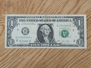 RARE-ERROR DC  2013 B Duplicate $1 Star Note Serial # B 07609956* - Picture 1 of 5