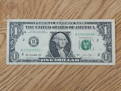 RARE-ERROR DC  2013 B Duplicate $1 Star Note Serial # B 07609956* - Image 1 of 4