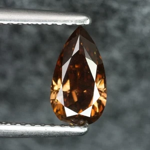 1.02Ct Rare 100% Natural No Treated SI-2 Pear Fancy Deep Orange Cognac Diamond - Picture 1 of 8