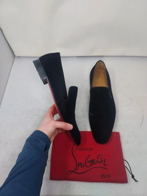 CHRISTIAN LOUBOUTIN EU 44 US 11 MENS New Black Velvet Dandy Loafer Shoe - Image 1 of 4