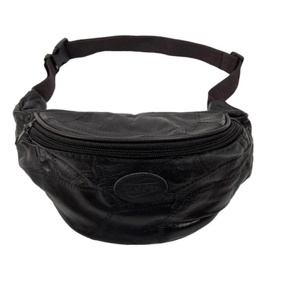 American Tourister Leather Brown Patchwork Fanny Pack Bum Waist Belt Bag Unisex - Image 1 of 4