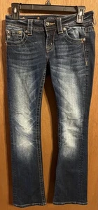 Miss Me Jeans Damen 26 Blau Signature Boot Low Rise Verzierte Strass + - Bild 1 von 3