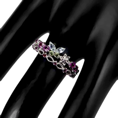 Anillo de plata de ley 925 marquesa aguamarina peridoto piedras preciosas naturales joyería 7 Foto 1 de 4