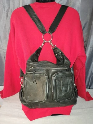 Mochila/cartera/brossbody de cuero negro Chocolat Blu Hobo, 3 formas de llevar Foto 1 de 4