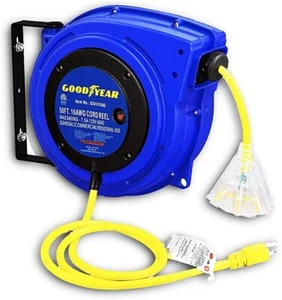 Carrete de cable de extensión retráctil grado comercial 16AWG x 50' pies Goodyear - Imagen 1 de 5