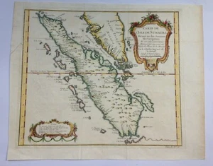SUMATRA MALAYA 1750 NICOLAS BELLIN BONITO MAPA GRABADO ANTIGUO SIGLO 18 - Imagen 1 de 7