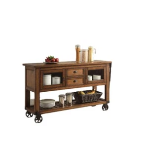 58 Rustic Brown Rolling Kitchen Cart With Storage - Picture 1 of 1