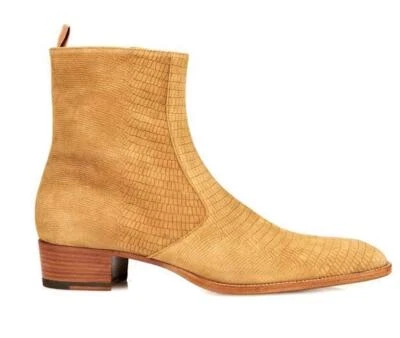 Hombres Gamuza Cuero Zapatos Bota Vaquera Occidental Parte Superior Alta Chelsea Botas Botines  Foto 1 de 4