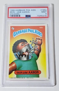 1986 Topps Garbage Pail Kids GPK Series 5 OS5 #186a Iron-Jaw Aaron Graded PSA 9 - Picture 1 of 3