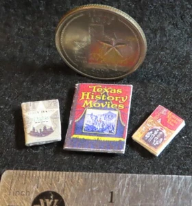 3 Cowboy Western Book Books Texas History Dallas Mystery No Open 1:12 Mini 5032 - Picture 1 of 2