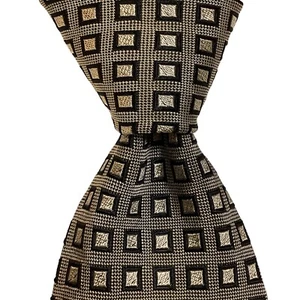 DUCHAMP Men's 100% Silk XL Necktie ENGLAND Luxury Geometric Gray/Black EUC - Picture 1 of 3