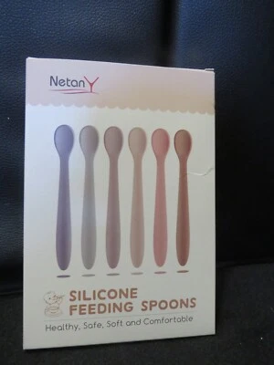 6-PIECE SILICONE FEEDING SPOONS FOR FIRST STAGE BABY AND INFANT, SOFT-TIP EASY - Image 1 of 4