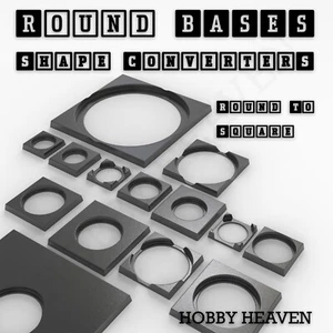 Wargaming Round to Square Bases Sizes Converters Wargaming 3d Print - Picture 1 of 114