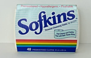 Toallitas personales Scott Sofkins arco iris gráficos publicidad utilería de colección 1991 nuevo de colección difícil de encontrar - Imagen 1 de 4